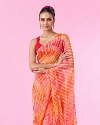Mohey Women Orange Chiffon Wonder Saree