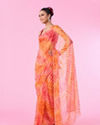 Mohey Women Orange Chiffon Wonder Saree