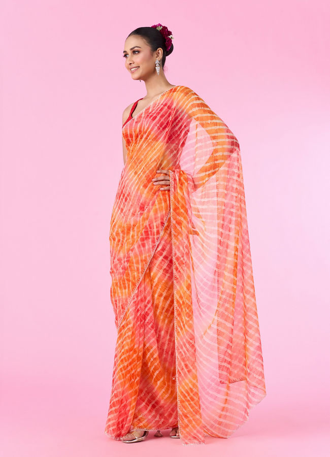 Mohey Women Orange Chiffon Wonder Saree