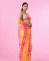 Mohey Women Vibrant Mustard Yellow Chiffon Saree