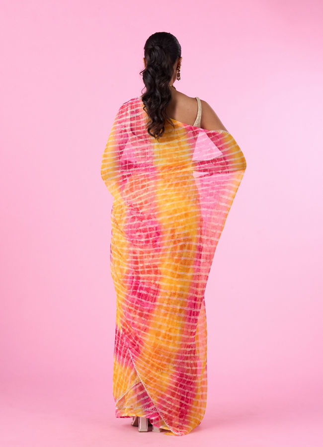 Mohey Women Vibrant Mustard Yellow Chiffon Saree