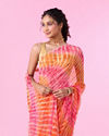 Mohey Women Radiant Rani-Orange Chiffon Saree