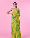 Elegant Green-Yellow Chiffon Saree