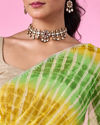 Mohey Women Elegant Green-Yellow Chiffon Saree