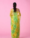 Mohey Women Elegant Green-Yellow Chiffon Saree