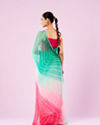 Mohey Women Pink and Sea Green Chiffon Saree