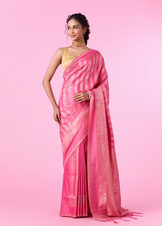 Mohey Women Enchanting Pink Art Silk Saree