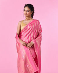 Mohey Women Enchanting Pink Art Silk Saree