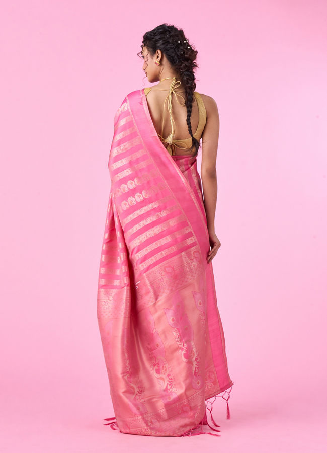 Mohey Women Enchanting Pink Art Silk Saree