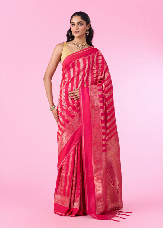 Mohey Women Pink Hue Banarasi Saree