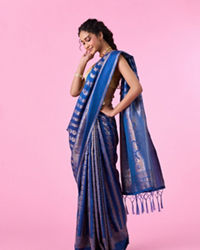 Mohey Women Regal Blue Art Silk Saree