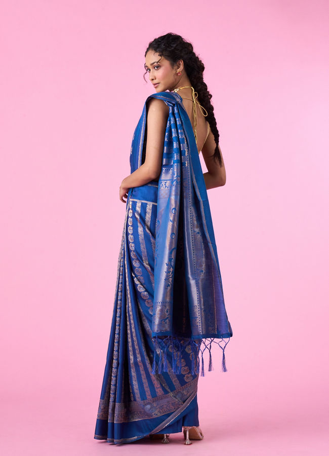 Mohey Women Regal Blue Art Silk Saree