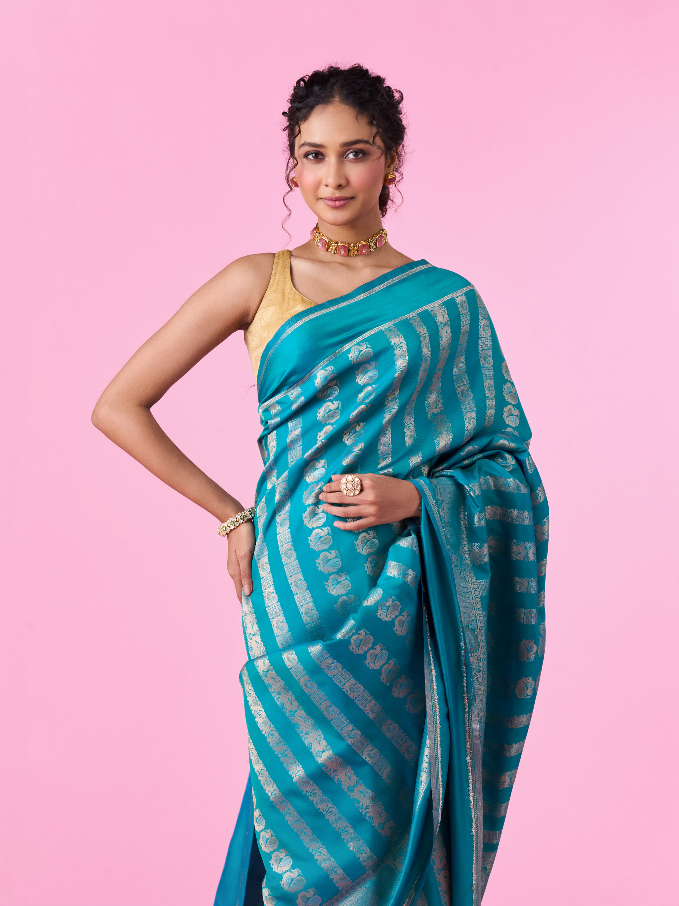 Mohey Women Emerald Elegance Banarasi Saree