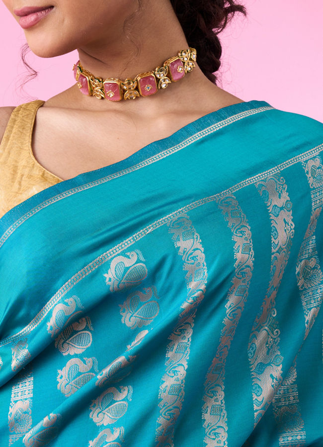 Mohey Women Emerald Elegance Banarasi Saree