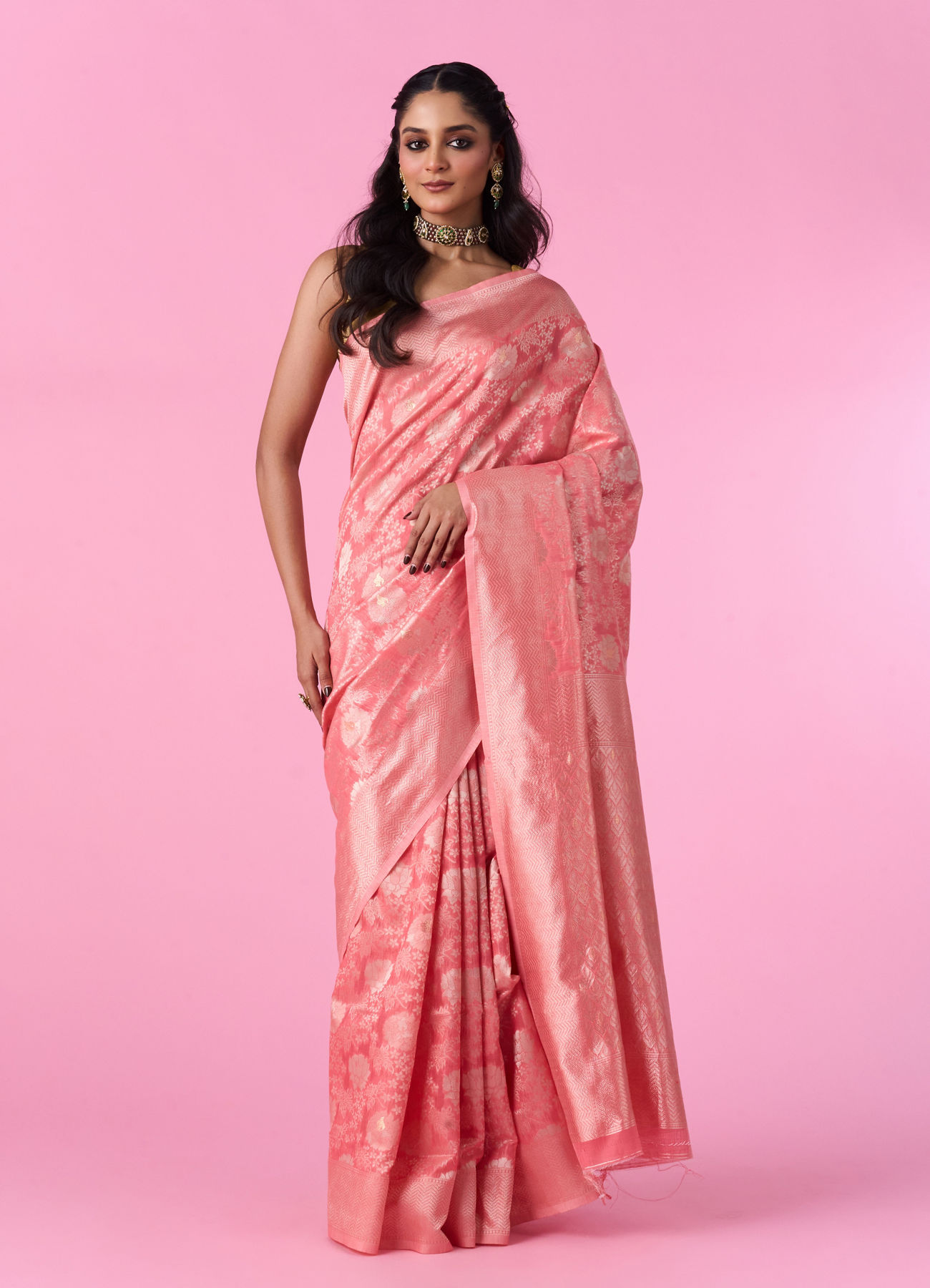 Mohey Women Gajree Pink Elegance Saree