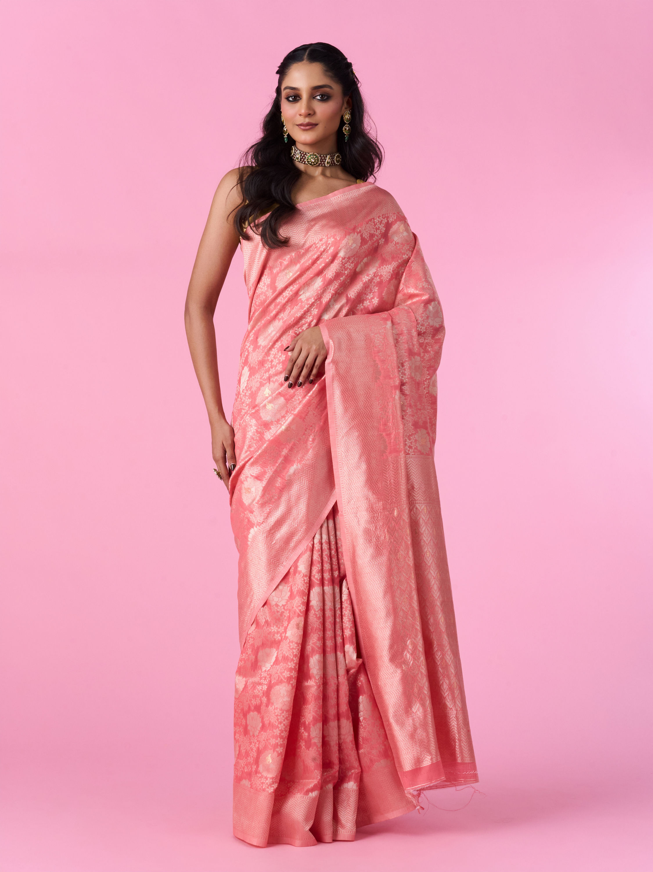 Mohey Women Gajree Pink Elegance Saree