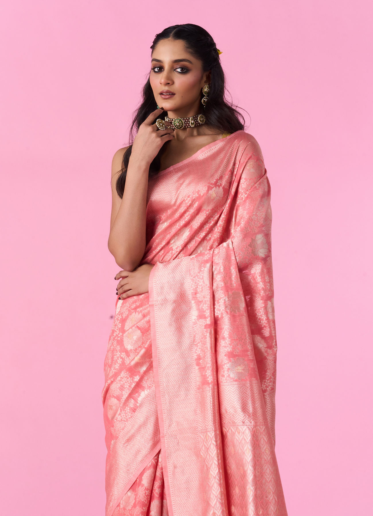 Mohey Women Gajree Pink Elegance Saree