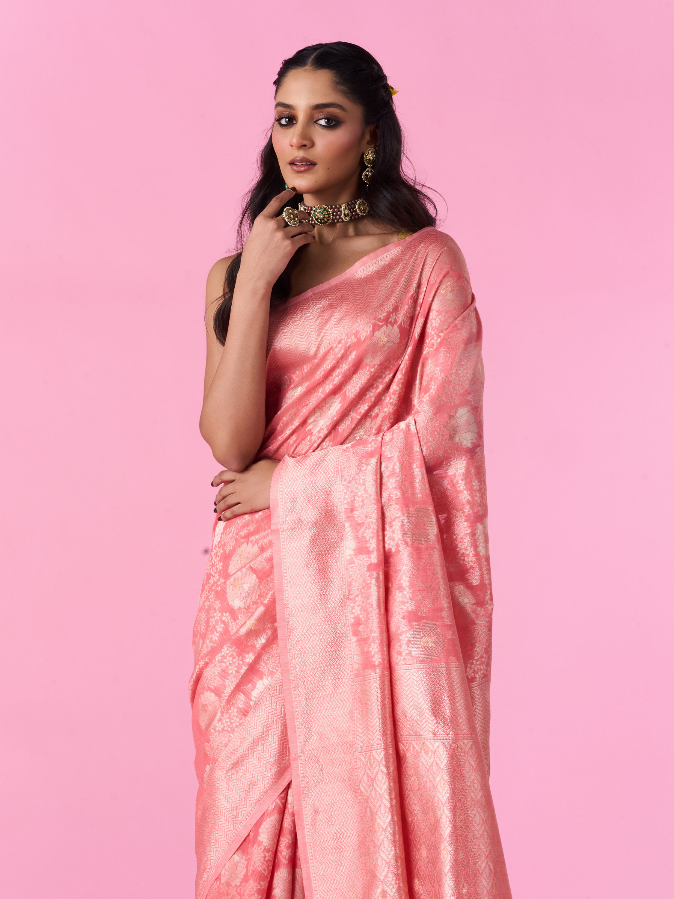 Mohey Women Gajree Pink Elegance Saree