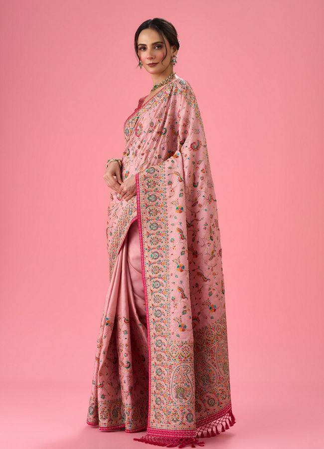 Mohey Women Pink Heavy Art Silk Saree