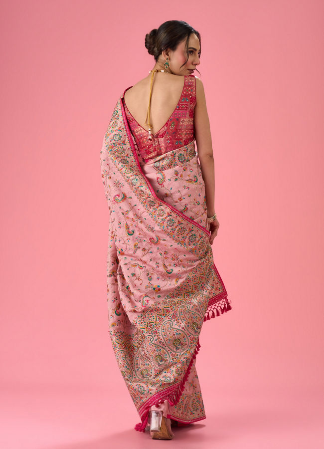 Mohey Women Pink Heavy Art Silk Saree