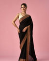 Mohey Women Black Art Silk Saree with Stone Work