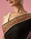Mohey Women Black Art Silk Saree with Stone Work