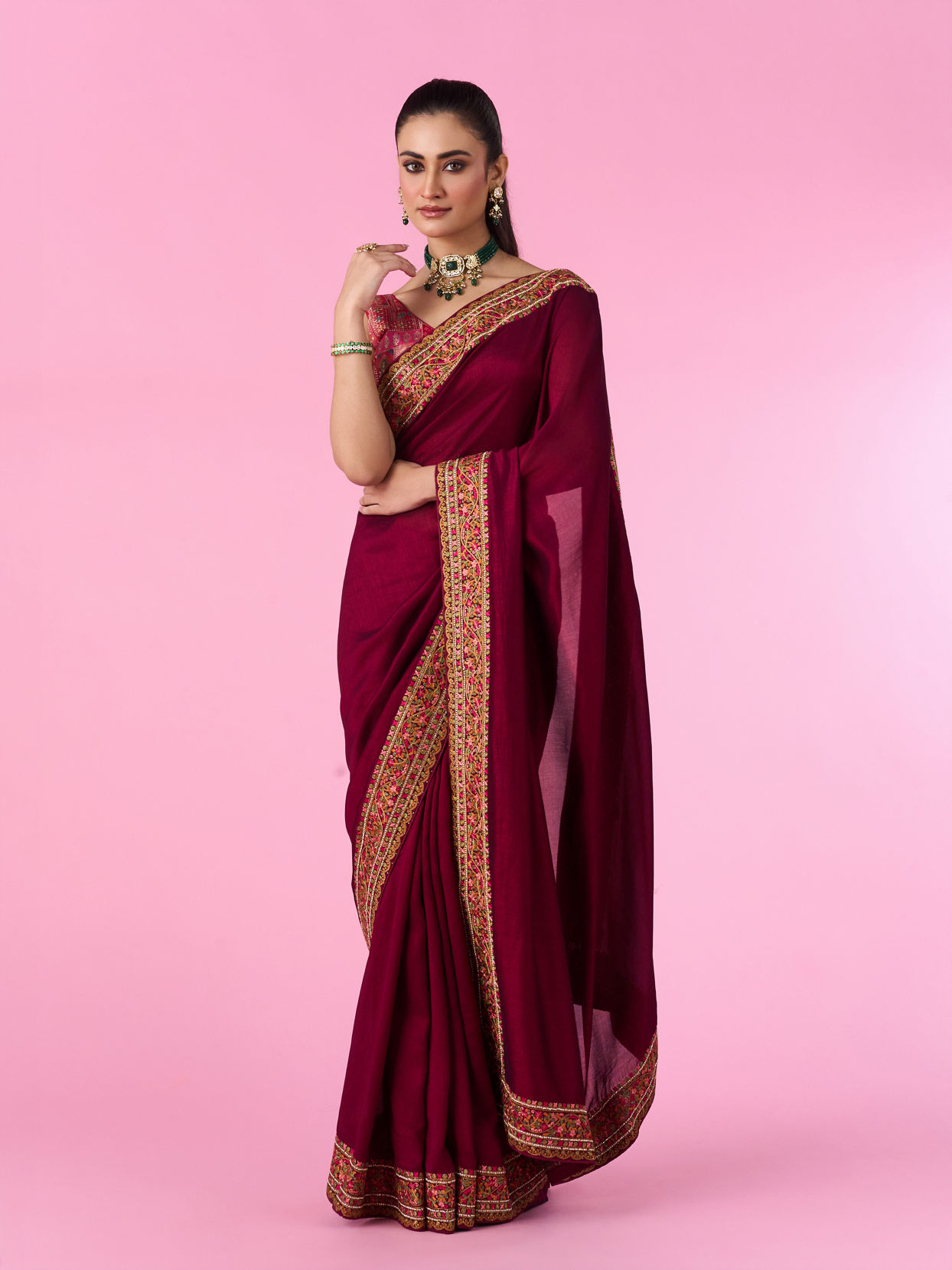 Mohey Women Wine Elegance Saree