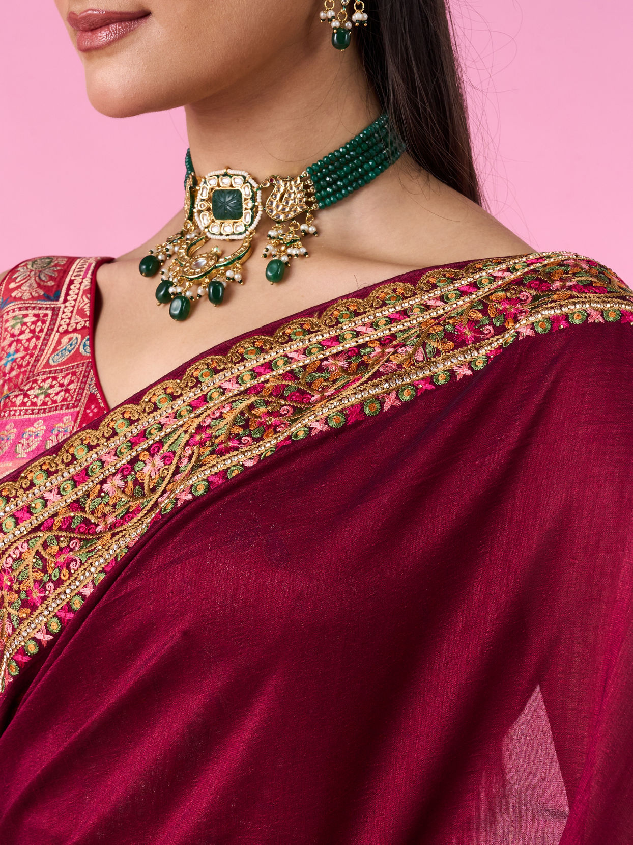 Mohey Women Wine Elegance Art Silk Saree