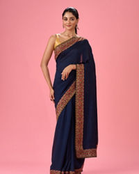 Mohey Women Indigo Blue Luminaire Saree