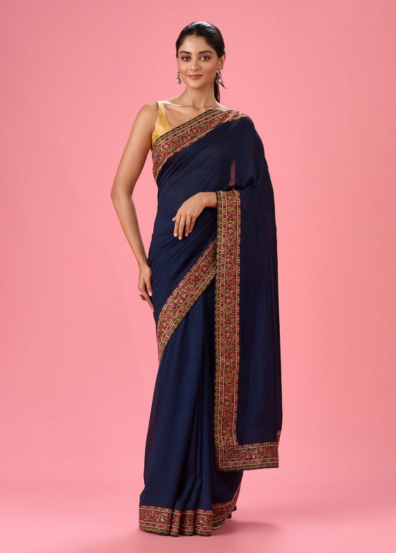 Mohey Women Indigo Blue Luminaire Saree
