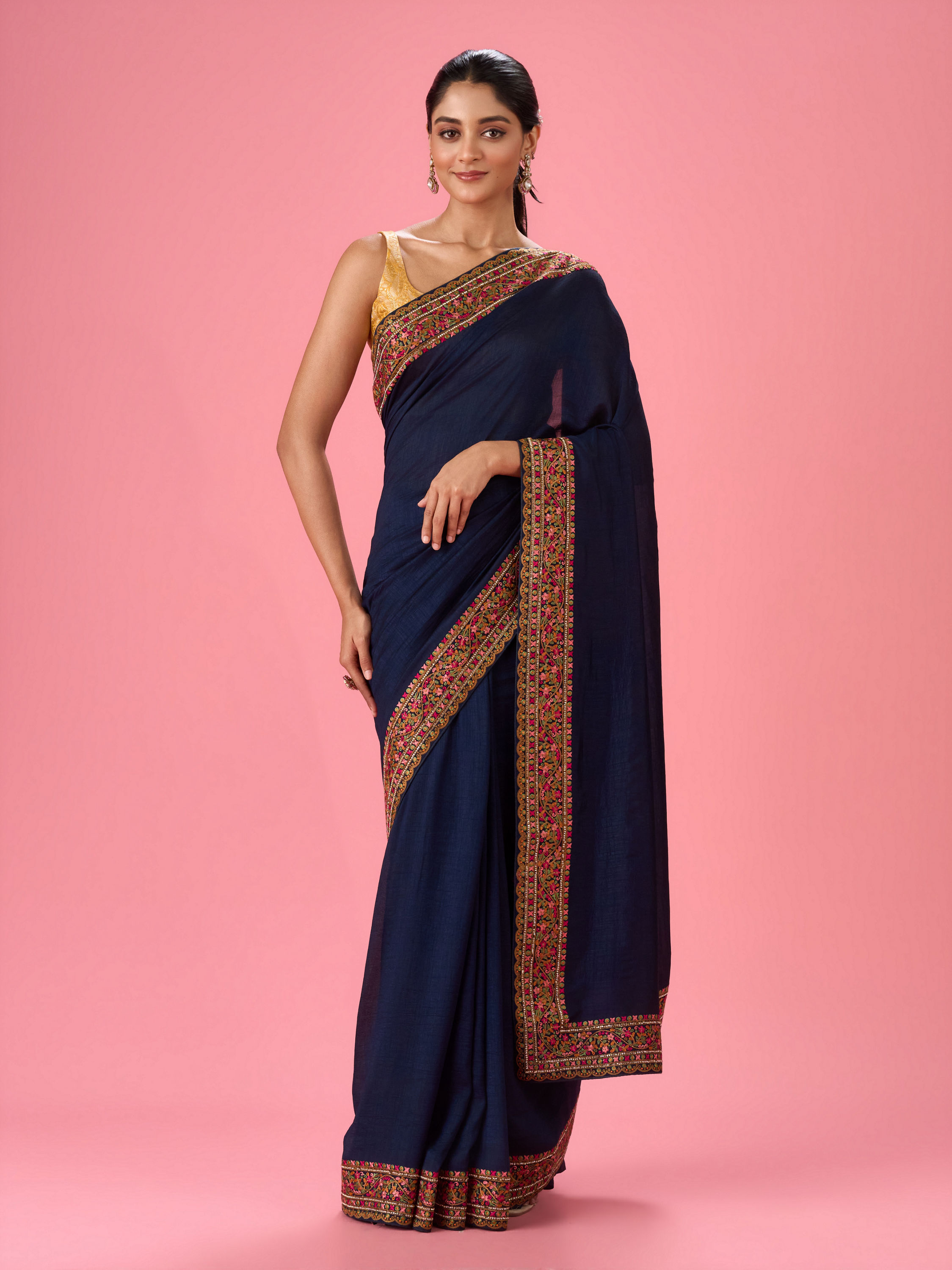 Mohey Women Indigo Blue Luminaire Saree