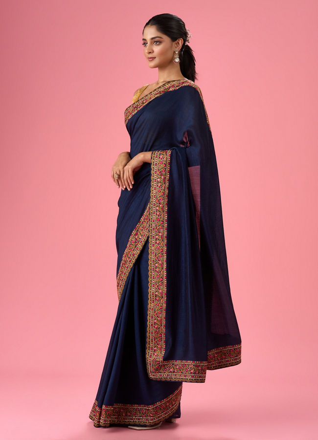 Mohey Women Indigo Blue Luminaire Saree