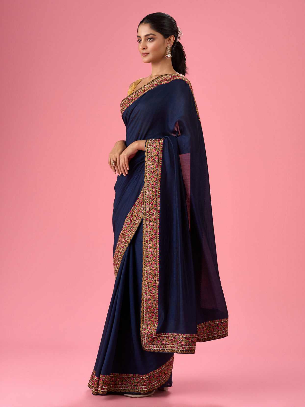 Mohey Women Indigo Blue Luminaire Saree