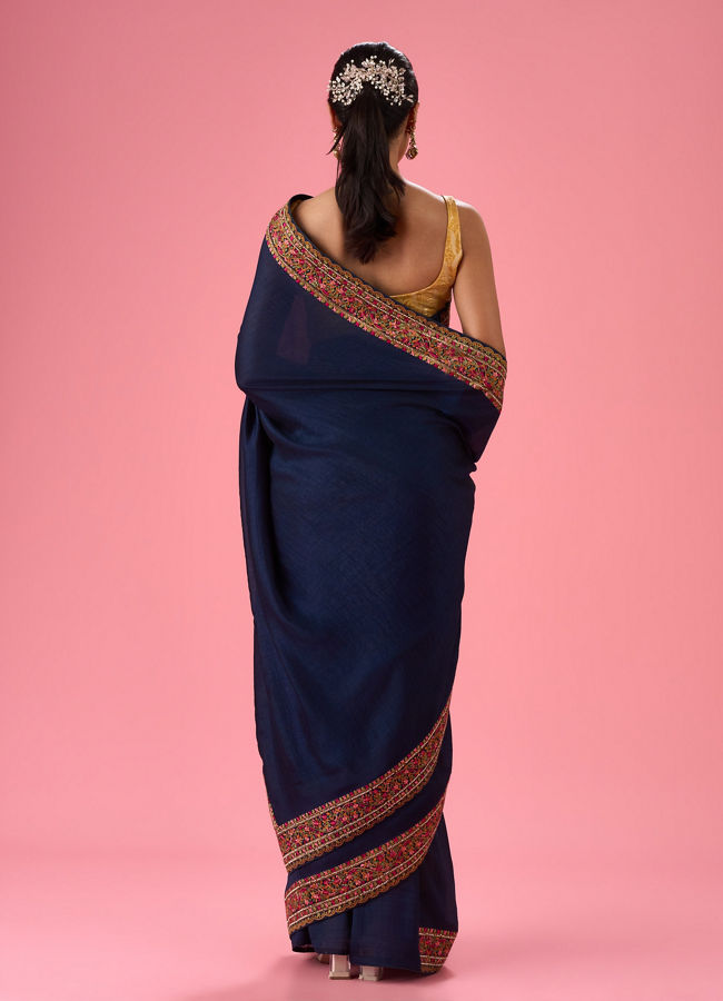 Mohey Women Indigo Blue Luminaire Saree