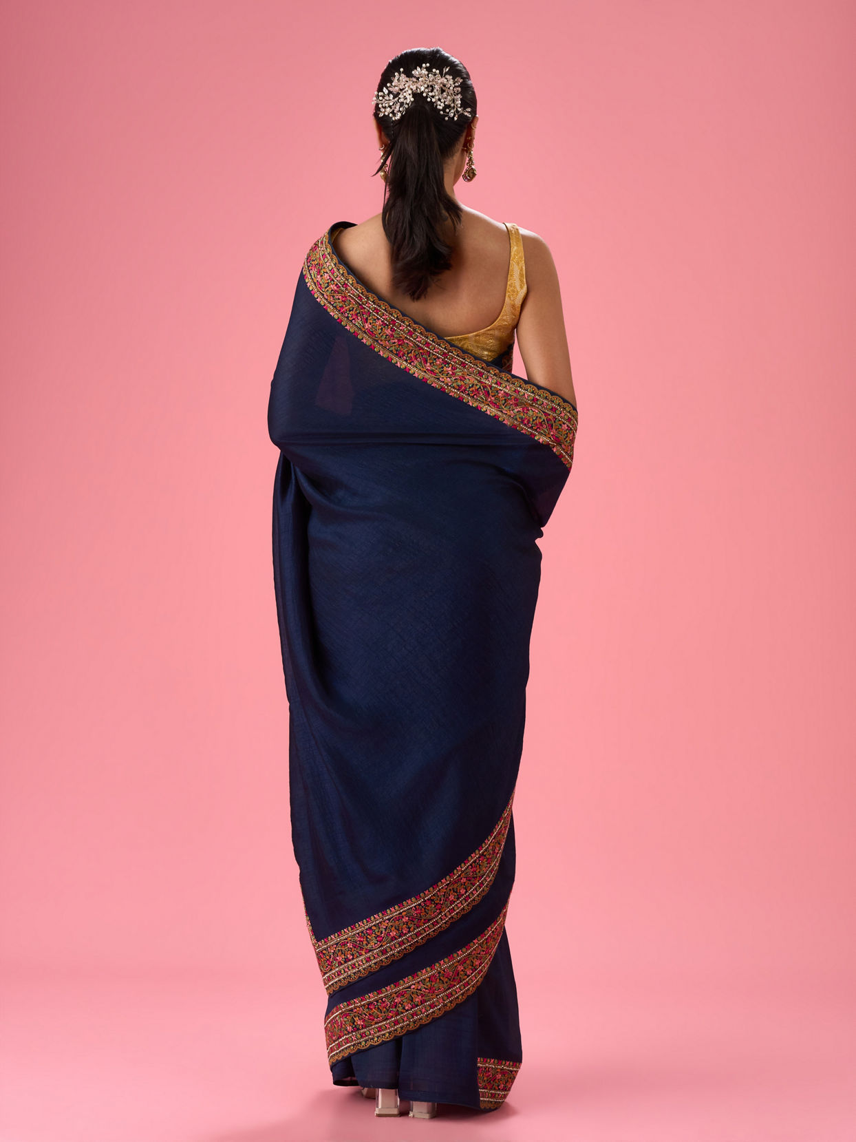 Mohey Women Indigo Blue Luminaire Saree