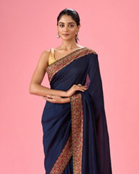 Mohey Women Indigo Blue Luminaire Saree