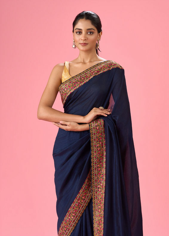 Mohey Women Indigo Blue Luminaire Saree