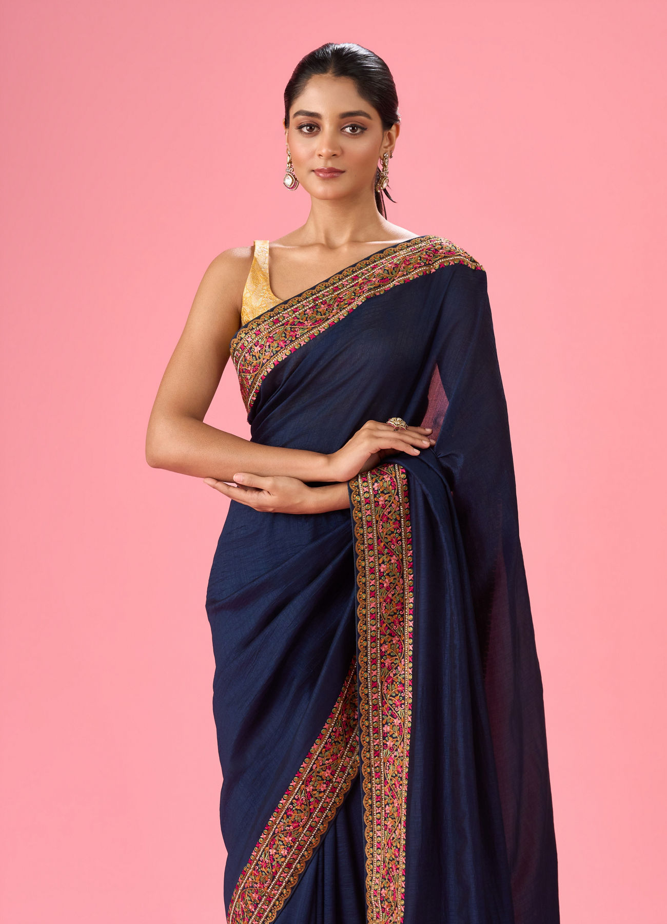 Mohey Women Indigo Blue Luminaire Saree