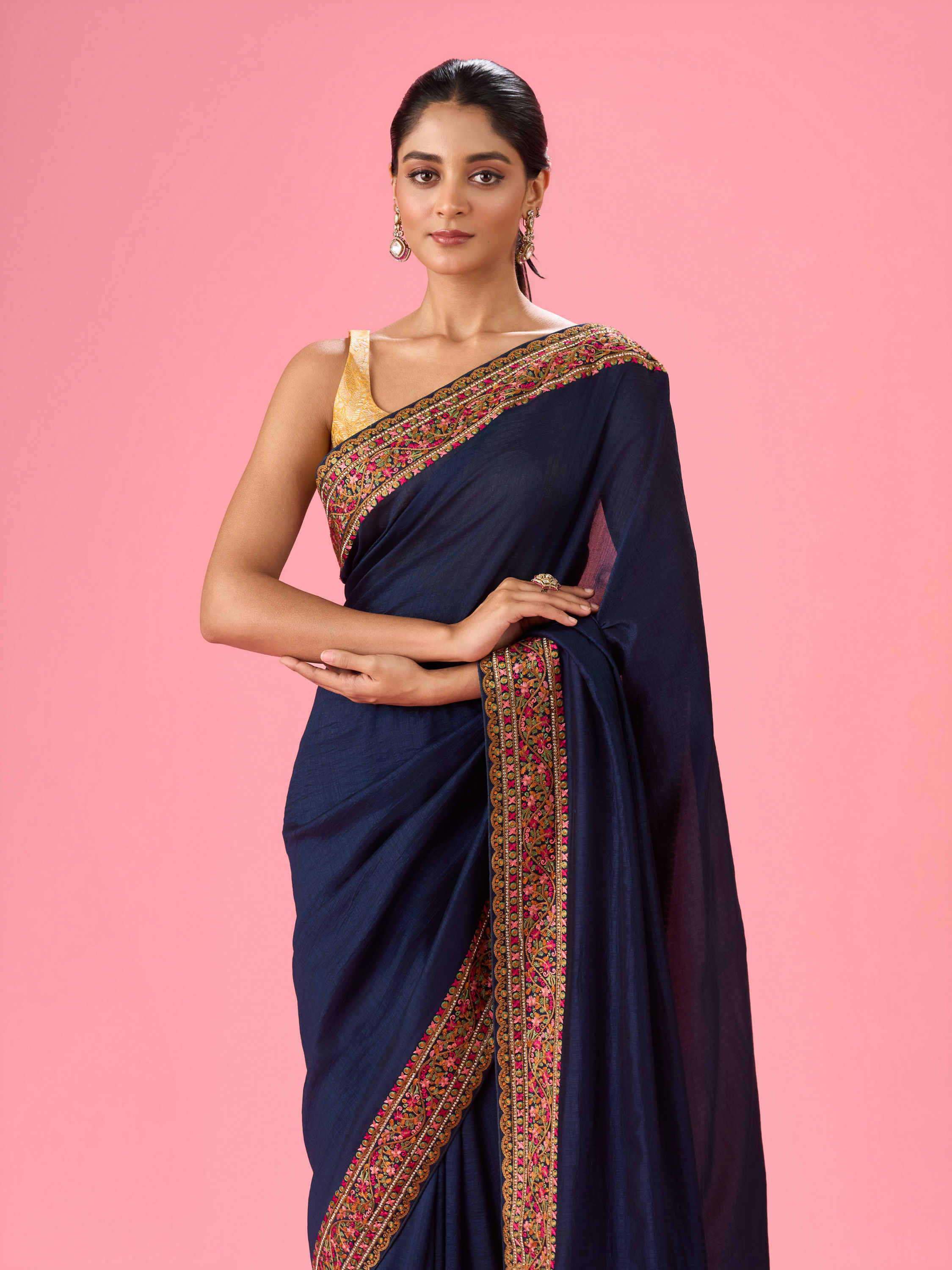 Mohey Women Indigo Blue Luminaire Saree