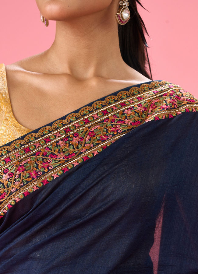 Mohey Women Indigo Blue Luminaire Saree