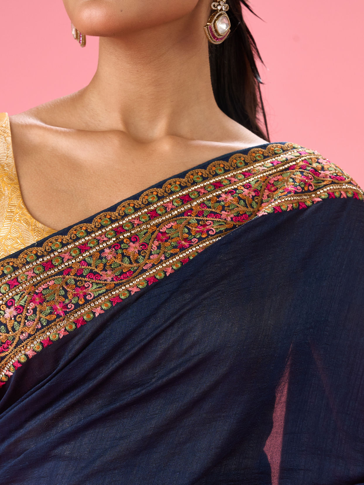 Mohey Women Indigo Blue Luminaire Saree