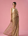 Mohey Women Fawn Organza Saree with Hand Embroidery