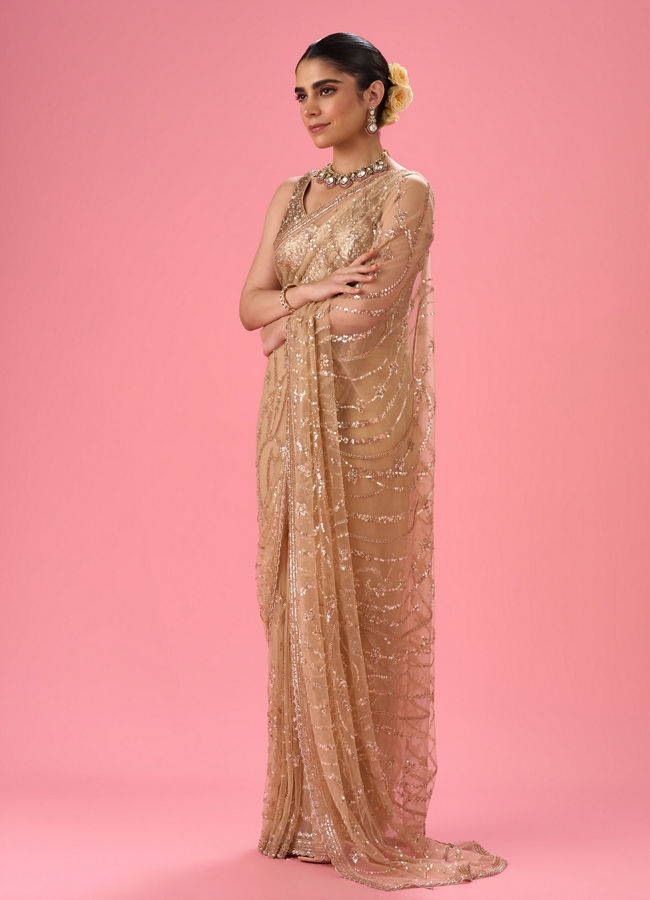 Mohey Women Radiant Beige Subtlety Saree