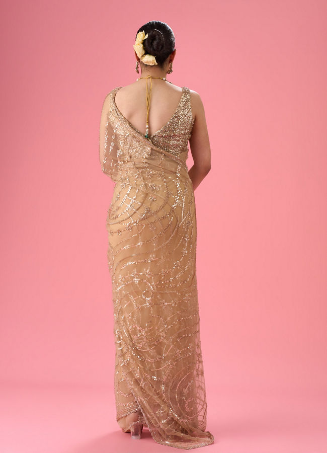 Mohey Women Radiant Beige Subtlety Saree