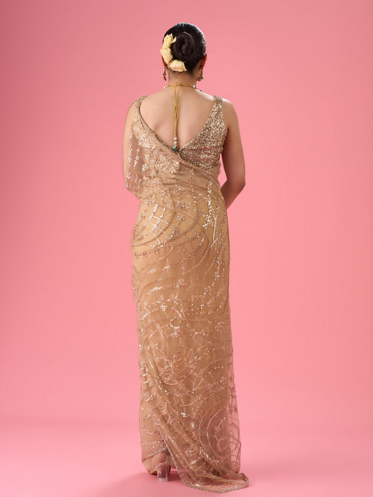 Mohey Women Radiant Beige Subtlety Saree