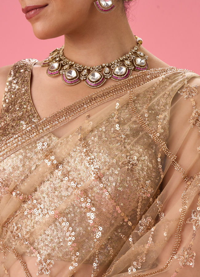 Mohey Women Radiant Beige Subtlety Saree