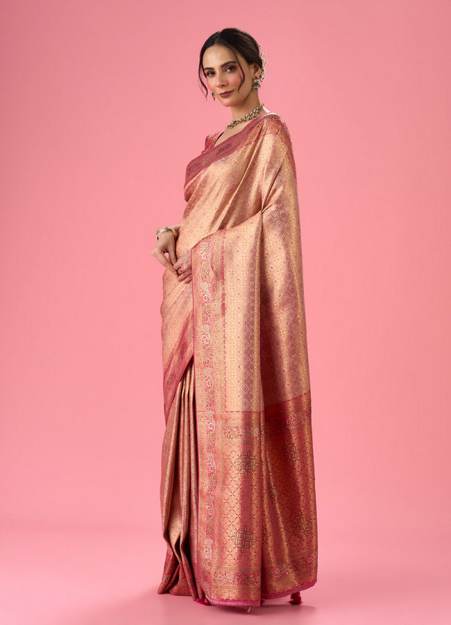 Mohey Women Radiant Rani Pink Banarasi Saree