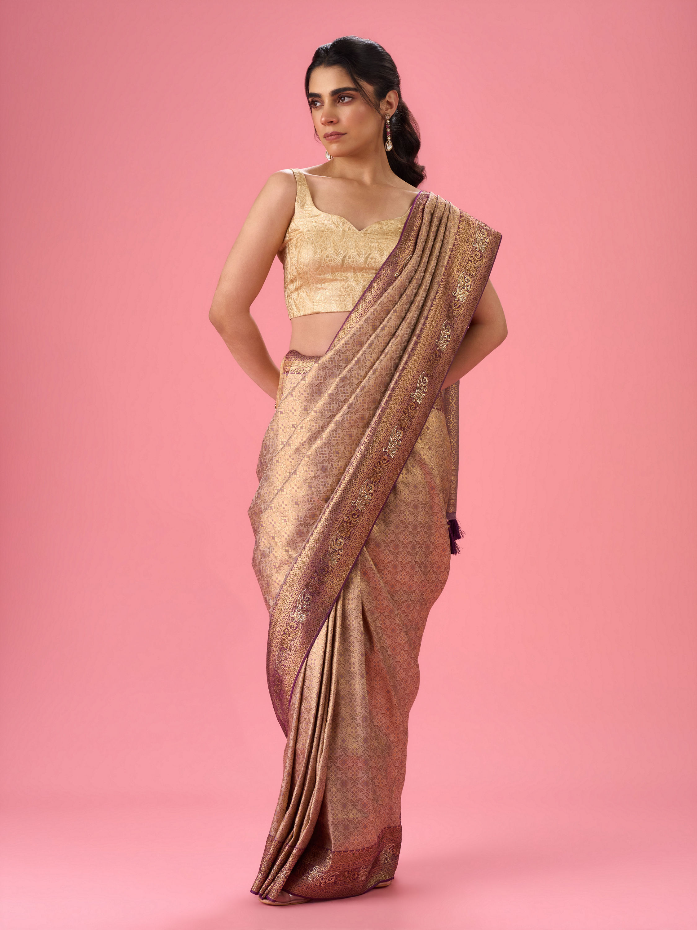 Mohey Women Majestic Purple Elegance Banarasi Saree