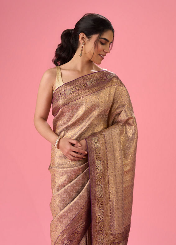 Mohey Women Majestic Purple Elegance Banarasi Saree