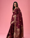 Mohey Women Sensational Wine Elegance Banarasi Saree